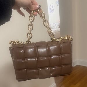 Bottega Veneta Brown Leather Chain Shoulder Bag